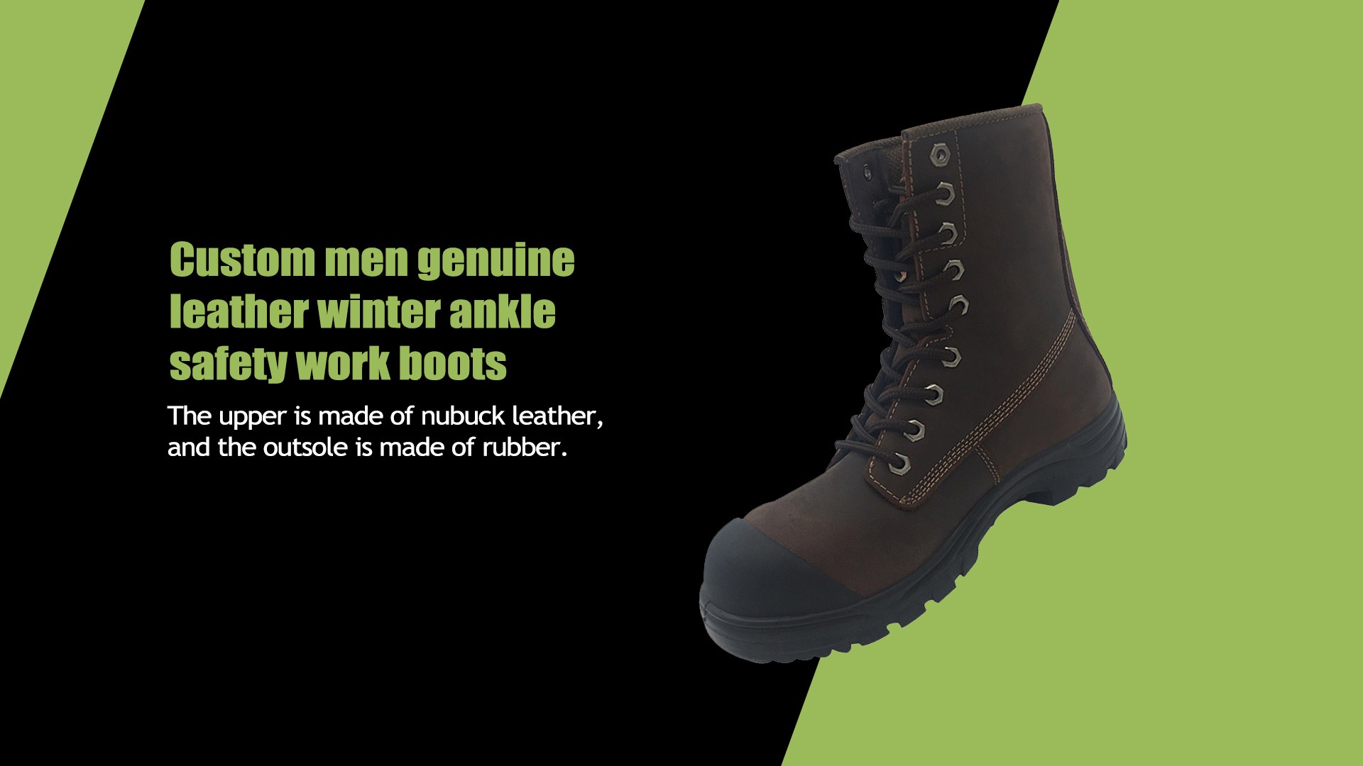 Custom men genuine leather winter ankle safety work boots