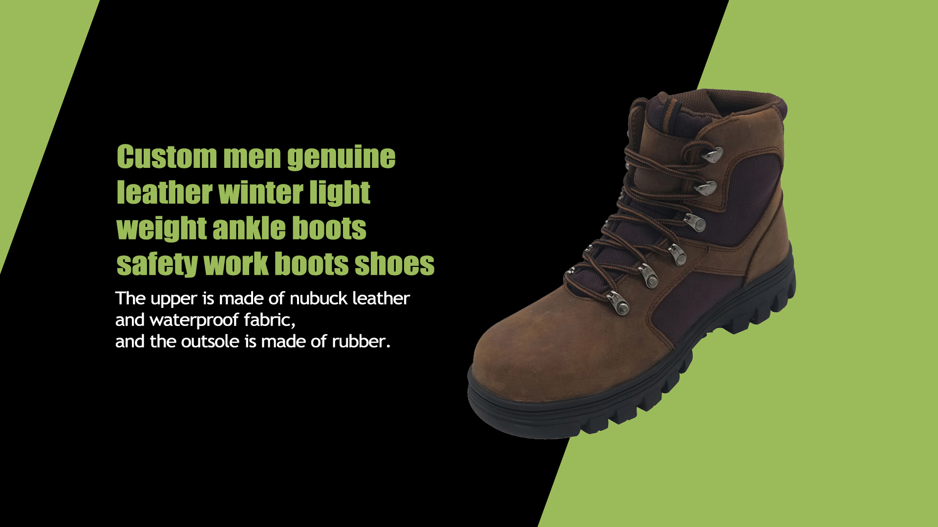 Kustom pria kulit asli musim dingin ringan ankle boots safety work boots sepatu